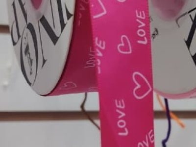 Cinta Decorativa Fucsia ¨love¨ Con Corazones 2.5mm X Metro — MKS Mercería